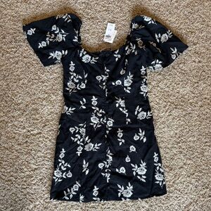 Floral Black and White Dress